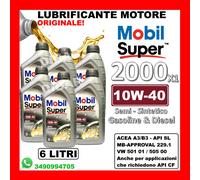 LUBRIFICANTE MOBIL SUPER 2000 X1 10W40 SEMI SINTETICO ACEA A3 B3 DA 6 LITRI