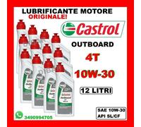 LUBRIFICANTE MOTORE NAUTICO CASTROL OUTBOARD 4 TEMPI 10W30 API SL/CF DA 12 LITRI