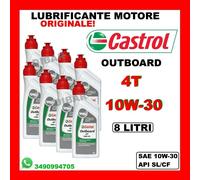 LUBRIFICANTE MOTORE NAUTICO CASTROL OUTBOARD 4 TEMPI 10W30 API SL/CF DA 8 LITRI