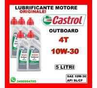 LUBRIFICANTE MOTORE PER FUORIBORDO CASTROL OUTBOARD 4T 10W30 API SL/CF 5 LITRI