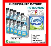 LUBRIFICANTE MOTORE PETRONAS SELENIA MULTIPOWER GAS 5W40 DA 10 LITRI ACEA C3 25