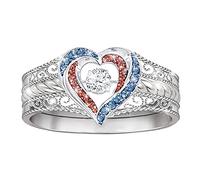 Lubrificante per Piscina O Anelli Intaglio a forma di anello a forma di anello a cuore pieno di diamanti a forma di diamante d'amore Anelli Del per Il Sesso Di Erezione Degli Uomini (Silver, 10)