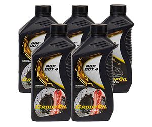 Lubrificanti GROUPOIL 5x1L ABF DOT 4 BF DOT4 e una miscela di poliglicoli ed alchileteri inibiti idonei all’uso nei sistemi frenanti di autovetture, autocarri, autobus e motoveicoli made in italy
