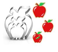 LUBTOSMN Set di formine per biscotti a forma di mela, dimensioni 8,9 cm, 6,9 cm, 4,8 cm, 3 pezzi
