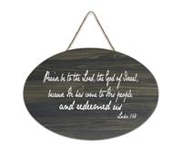 Luca 1:68 Praise Be to The Lord The God of Israel Because He Has Come to His People And Redeemed U, cartello in legno da 15,4 x 25,4 cm, rustico, da appendere, per porta d'ingresso e soggiorno