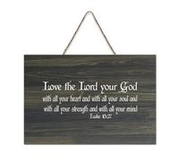 Luca 10:27 Love The Lord Your God with All Your Heart And With All Your Soul And with All Your Stren Cartello in legno da 15,4 x 25,4 cm, rustico, da appendere, per porta d'ingresso e soggiorno