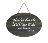 Luca 11:28 Wall Art Blessed Are Those Who Hear God's Word And Keep It Hanging Placca stampata da parete in legno rustico cartello artistico da parete poster per ufficio nuova decorazione per la casa