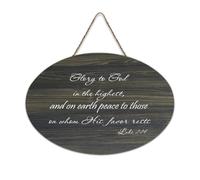 Luca 2:14 Glory to God in the highest And on Earth Peace to Those on Whom His Favor Rests Cartello in legno 15,2 x 25,4 cm, da parete, rustico, da appendere, per porta d'ingresso, soggiorno, cucina