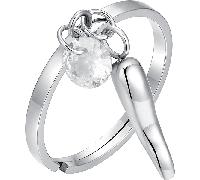 Luca Barra ANELLO DONNA IN ACCIAIO CON CORNO E ZIRCONE BIANCO