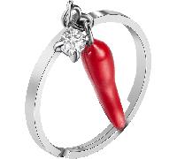 Luca Barra ANELLO DONNA IN ACCIAIO CON CORNO ROSSO E PUNTO LUCE