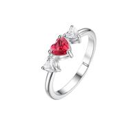 Luca Barra Anello Donna in Acciaio, con Cristalli a Forma di Cuore, Rosso e Bianco, ANK674