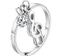 Luca Barra ANELLO DONNA IN ACCIAIO CON NOTA MUSICALE E ZIRCONE BIANCO