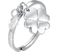 Luca Barra ANELLO DONNA IN ACCIAIO CON QUADRIFOGLIO E ZIRCONE BIANCO