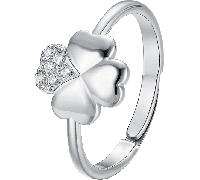 Luca Barra ANELLO DONNA IN ACCIAIO CON QUADRIFOGLIO E ZIRCONI BIANCHI