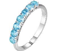 Luca Barra ANELLO DONNA IN ACCIAIO CON ZIRCONI ACQUAMARINA MISURA S