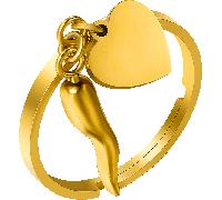 Luca Barra ANELLO DONNA IN ACCIAIO IP GOLD CON CORNO E CUORE
