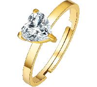 Luca Barra ANELLO DONNA IN ACCIAIO IP GOLD CON CUORE CRISTALLO BIANCO