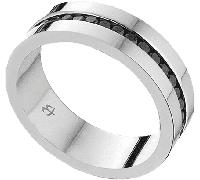 Luca Barra ANELLO UOMO IN ACCIAIO CON CRISTALLI NERI, Argento / 25