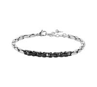 Luca Barra BA1989 Bracciale da Uomo in Acciaio Bicolore | Maglia a Catena, Finitura Nera e Argento, Chiusura a Moschettone, Stile Maschile, Regolabile