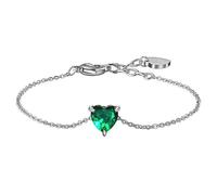 Luca barra Beautiful steel Bracciale with a green heart BK2767