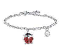 Luca Barra Bracciale Bambina in Acciaio con Coccinella con Smalto Rosso e Nero e Cristallo. La referenza è JB185