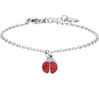 Luca Barra BRACCIALE BAMBINA IN ACCIAIO CON COCCINELLA E CRISTALLI ROSSI