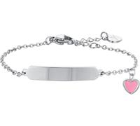 Luca Barra BRACCIALE BAMBINA IN ACCIAIO CON CUORE E PIASTRA