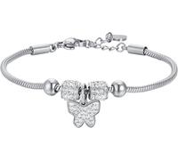 Luca Barra BRACCIALE BAMBINA IN ACCIAIO CON FARFALLA CON CRISTALLI BIANCHI