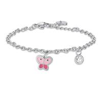 Luca Barra Bracciale Bambina in Acciaio con Farfalla con Smalto Rosa e Cristallo Bianco. La referenza è JB188