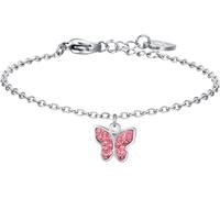 Luca Barra BRACCIALE BAMBINA IN ACCIAIO CON FARFALLA E CRISTALLI ROSA