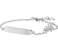 Luca Barra BRACCIALE BAMBINA IN ACCIAIO CON PIASTRA E CORONA CON CRISTALLI BIANCHI