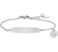 Luca Barra BRACCIALE BAMBINA IN ACCIAIO QUADRIFOGLIO E PIASTRA
