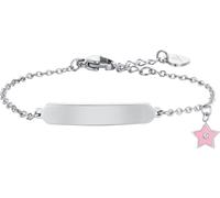 Luca Barra BRACCIALE BAMBINA IN ACCIAIO SMALTO ROSA E PIASTRA