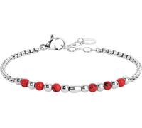 Luca Barra BRACCIALE BAMBINO IN ACCIAIO CON SFERE E PIETRE ROSSE