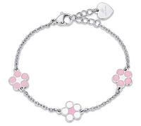 Luca Barra Bracciale da Bambina Gioiello Realizzato in Acciaio con Fiori di Colore Rosa. Il Bracciale Misura 14+2 cm. La referenza è jb104