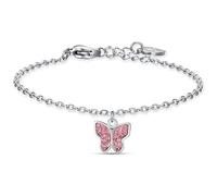 Luca Barra Bracciale da Bambino Collezione Spring. Bracciale in Acciaio con Farfalla e Cristalli Rosa. Lunghezza: 14 + 2 cm. Misura Coccinella: 9 x 9 mm. La referenza è jb125