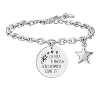 Luca Barra Bracciale da Donna Acciaio con inciso la Vita è Magica con un'amica Come Te. La referenza è BK2718