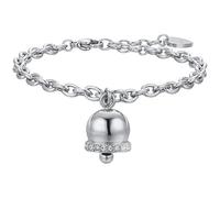 Luca Barra Bracciale da donna Bracciale in acciaio con campanella con cristalli bianchi. Lunghezza: 16 + 3 cm. Lunghezza ciondolo: 15 mm. La referenza è BK2323