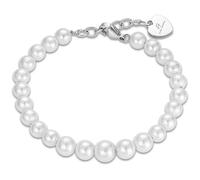 Luca Barra Bracciale da Donna Bracciale in Acciaio con Perle Bianche. Lunghezza: 17 + 3 cm. La referenza è bk2100