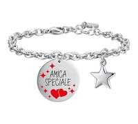 Luca Barra Bracciale da Donna Bracciale in Acciaio con Smalto Nero e Rosso. Lunghezza: 16,5 + 3 cm. Diametro Piastra: 20 mm. Bracciale con Frase Amica Speciale. La referenza è BK2319