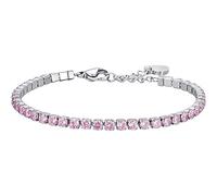 BRACCIALE TENNIS DONNA IN ACCIAIO CON CRISTALLI ROSA