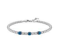 Luca Barra Bracciale da Uomo in Acciaio, con Perle Argentate e Cubi Blu, Modello BA1921