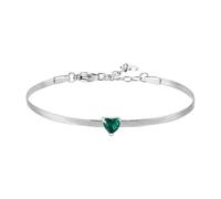 Luca Barra Bracciale Donna Acciaio Inossidabile con Cuore Zirconia Cubica verde, 18 cm, Chiusura Moschettone, Stile Classico Moderno