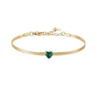 Luca Barra Bracciale Donna Acciaio Inossidabile con Cuore Zirconia Cubica verde, Catena Snake Mesh, Chiusura Moschettone, 18,5 cm