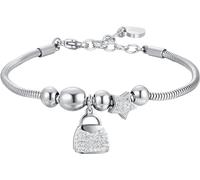 Luca Barra BRACCIALE DONNA IN ACCIAIO BORSA E CRISTALLI