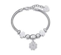 Luca Barra Bracciale Donna in Acciaio, con Charm Quadrifoglio e Cristalli, Modello BA1957