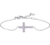 Luca Barra BRACCIALE DONNA IN ACCIAIO CON CROCE E ZIRCONI ROSA