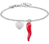 Luca Barra BRACCIALE DONNA IN ACCIAIO CON CUORE E CORNO ROSSO