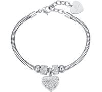 Luca Barra BRACCIALE DONNA IN ACCIAIO CON CUORE E CRISTALLI BIANCHI