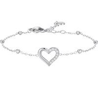 Luca Barra BRACCIALE DONNA IN ACCIAIO CON CUORE E PUNTI LUCE DI ZIRCONE BIANCO